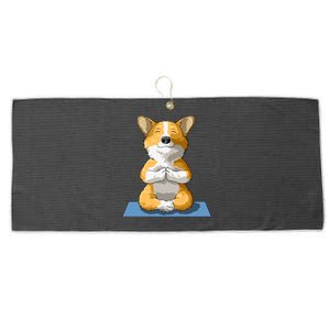 Corgi Yoga Pose Dog Pembroke Welsh Corgi Lovers Owners Gift Large Microfiber Waffle Golf Towel