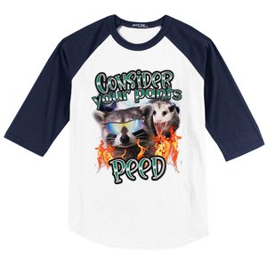 Consider Your Pants Peed Silly Racoon Meme Cute Baseball Sleeve Shirt