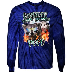 Consider Your Pants Peed Silly Racoon Meme Cute Tie-Dye Long Sleeve Shirt