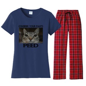 Consider Your Pants Peed Cat Funny Silly Cat Meme Women's Flannel Pajama Set