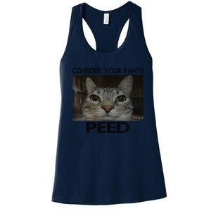 Consider Your Pants Peed Cat Funny Silly Cat Meme Women's Racerback Tank