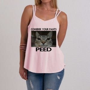 Consider Your Pants Peed Cat Funny Silly Cat Meme Women's Strappy Tank