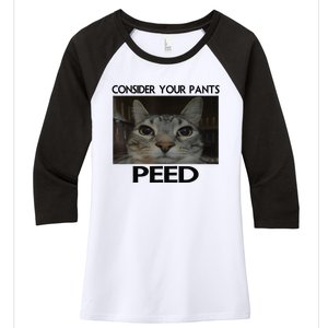 Consider Your Pants Peed Cat Funny Silly Cat Meme Women's Tri-Blend 3/4-Sleeve Raglan Shirt