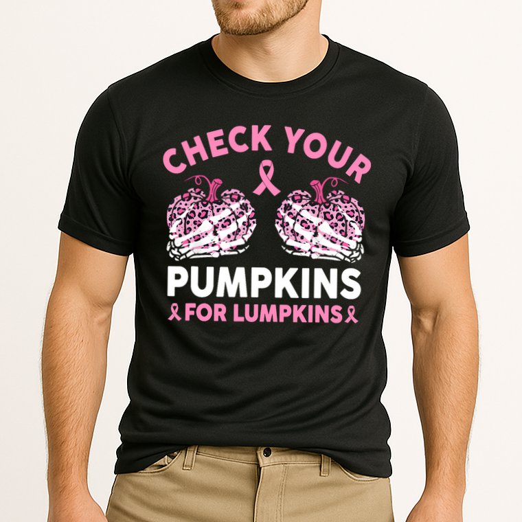 Check Your Pumpkins Breast Cancer Awareness Halloween Women Cooling Performance Crew T-Shirt