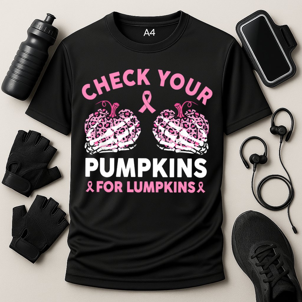 Check Your Pumpkins Breast Cancer Awareness Halloween Women Cooling Performance Crew T-Shirt