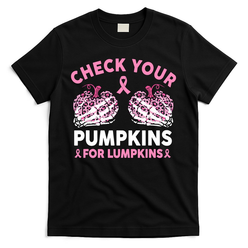 Check Your Pumpkins Breast Cancer Awareness Halloween Women T-Shirt