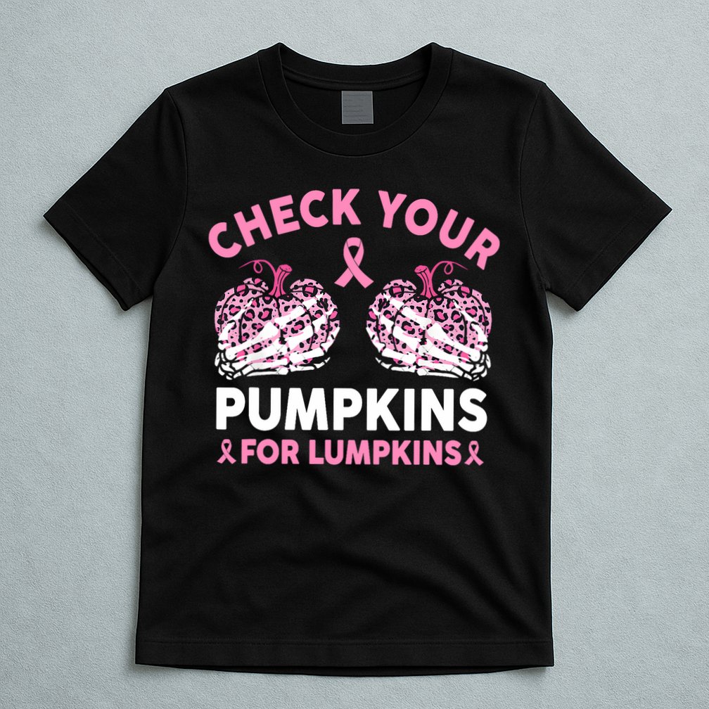 Check Your Pumpkins Breast Cancer Awareness Halloween Women T-Shirt