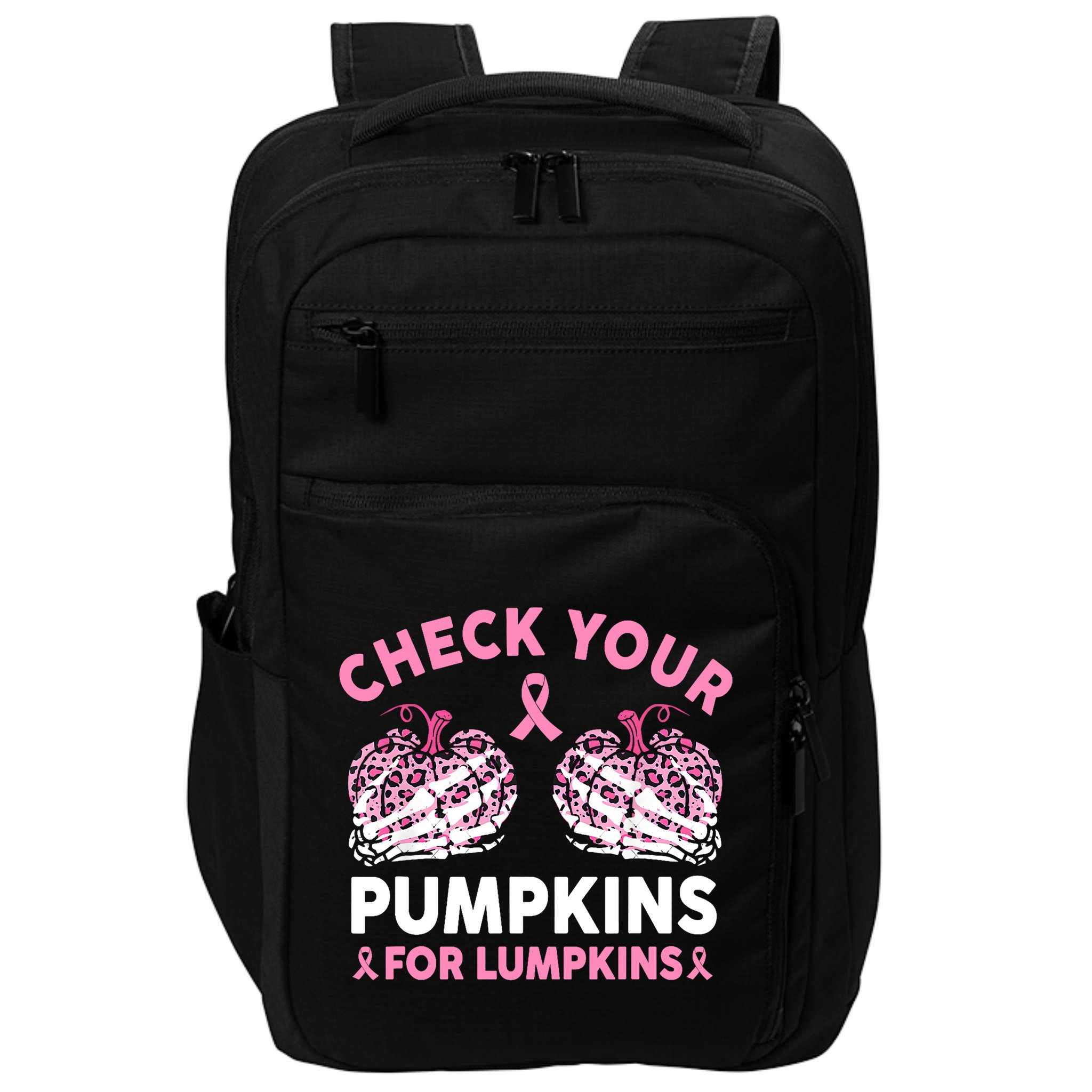 Check Your Pumpkins Breast Cancer Awareness Halloween Women Impact Tech Backpack