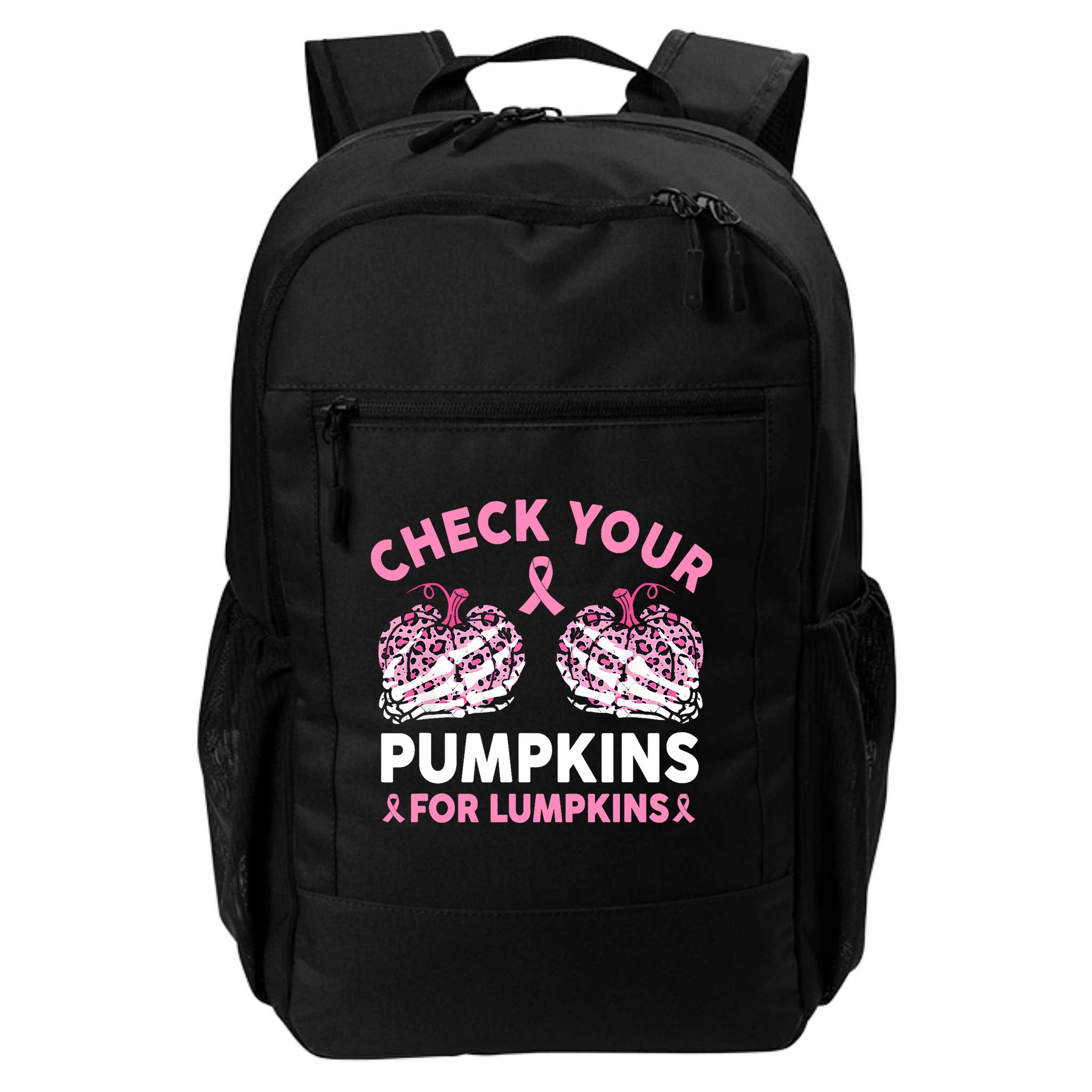 Check Your Pumpkins Breast Cancer Awareness Halloween Women Backpack
