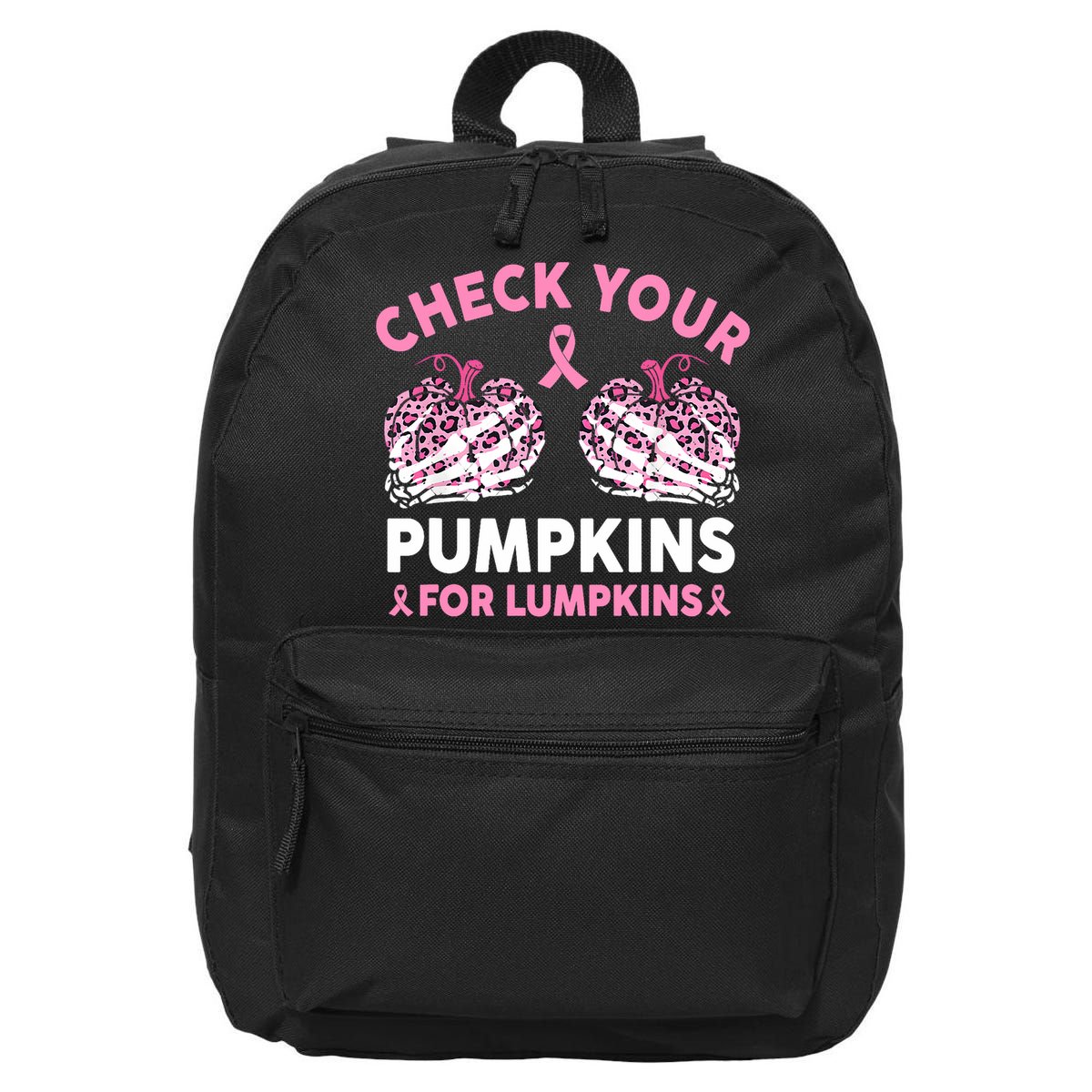 Check Your Pumpkins Breast Cancer Awareness Halloween Women 16 in Basic Backpack
