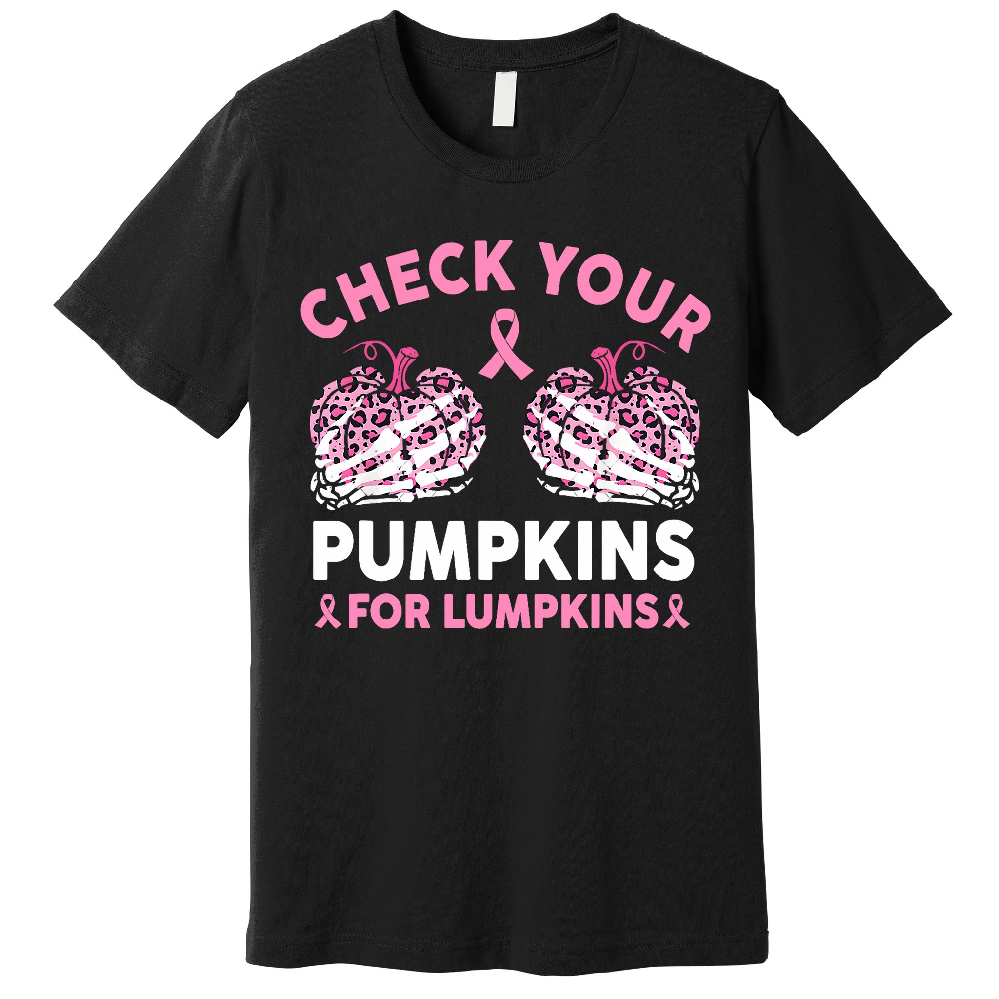 Check Your Pumpkins Breast Cancer Awareness Halloween Women Premium T-Shirt