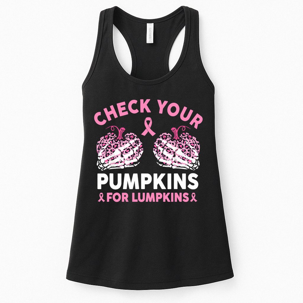 Check Your Pumpkins Breast Cancer Awareness Halloween Women Womens Tank Top