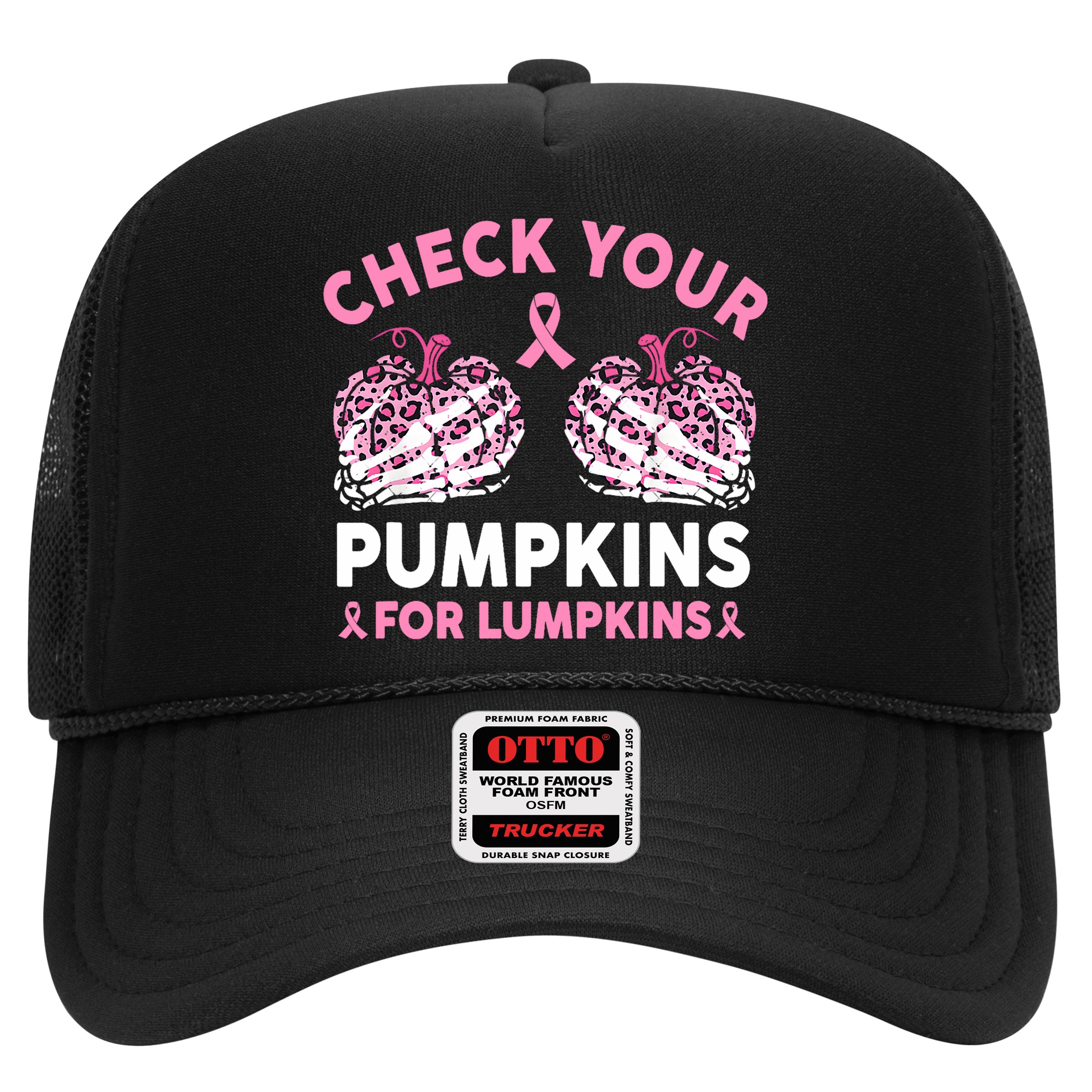 Check Your Pumpkins Breast Cancer Awareness Halloween Women Hat