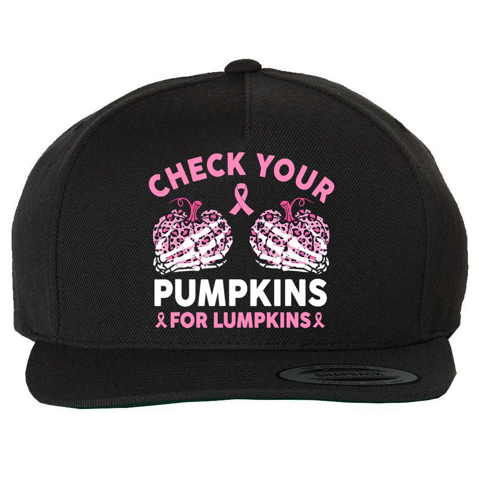 Check Your Pumpkins Breast Cancer Awareness Halloween Women Wool Snapback Cap