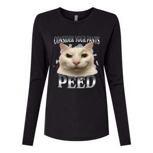 Consider Your Pants Peed Silly Cat Meme Womens Cotton Relaxed Long Sleeve T-Shirt