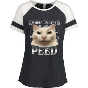 Consider Your Pants Peed Silly Cat Meme Enza Ladies Jersey Colorblock Tee