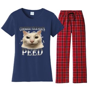 Consider Your Pants Peed Silly Cat Meme Women's Flannel Pajama Set