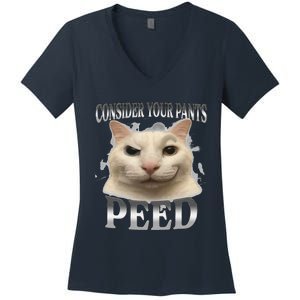 Consider Your Pants Peed Silly Cat Meme Women's V-Neck T-Shirt