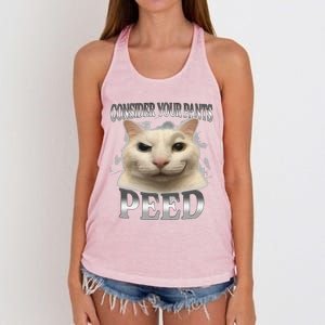 Consider Your Pants Peed Silly Cat Meme Women's Knotted Racerback Tank