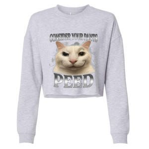 Consider Your Pants Peed Silly Cat Meme Cropped Pullover Crew