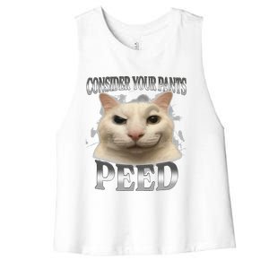 Consider Your Pants Peed Silly Cat Meme Women's Racerback Cropped Tank