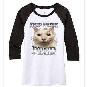 Consider Your Pants Peed Silly Cat Meme Women's Tri-Blend 3/4-Sleeve Raglan Shirt