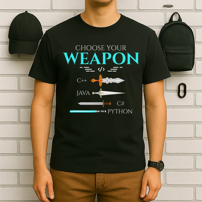 Choose Your Programming Weapon Funny Computer Coding T-Shirt