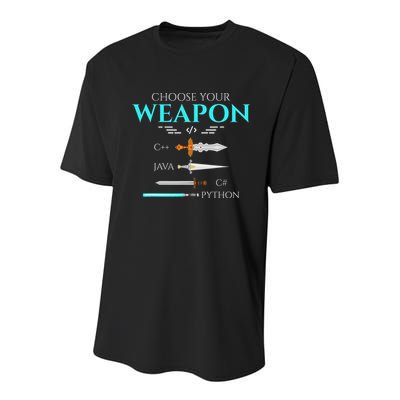 Choose Your Programming Weapon Funny Computer Coding Youth Performance Sprint T-Shirt