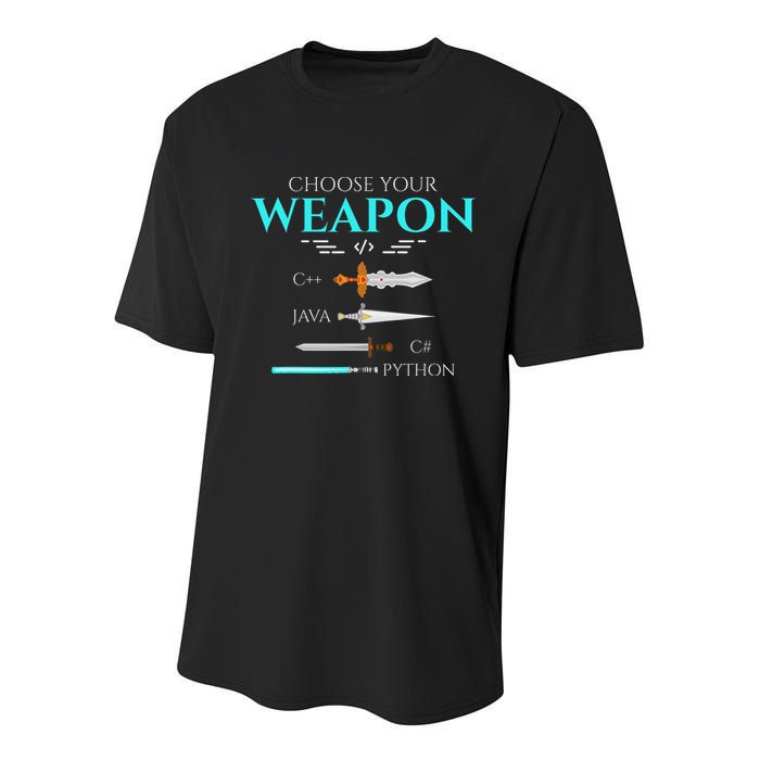 Choose Your Programming Weapon Funny Computer Coding Youth Performance Sprint T-Shirt