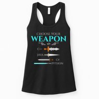 Choose Your Programming Weapon Funny Computer Coding Women's Racerback Tank