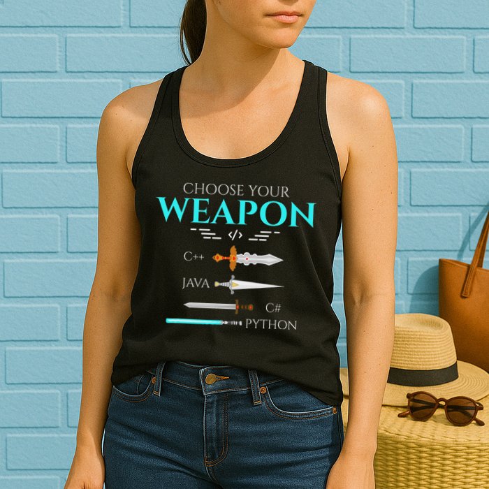 Choose Your Programming Weapon Funny Computer Coding Women's Racerback Tank