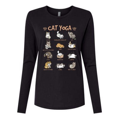 Cat Yoga Poses Cats Practicing Mindfulness Meditation Kitten Womens Cotton Relaxed Long Sleeve T-Shirt