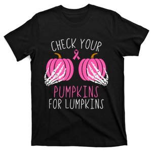 Check Your Pumpkins Breast Cancer Awareness Women Halloween T-Shirt