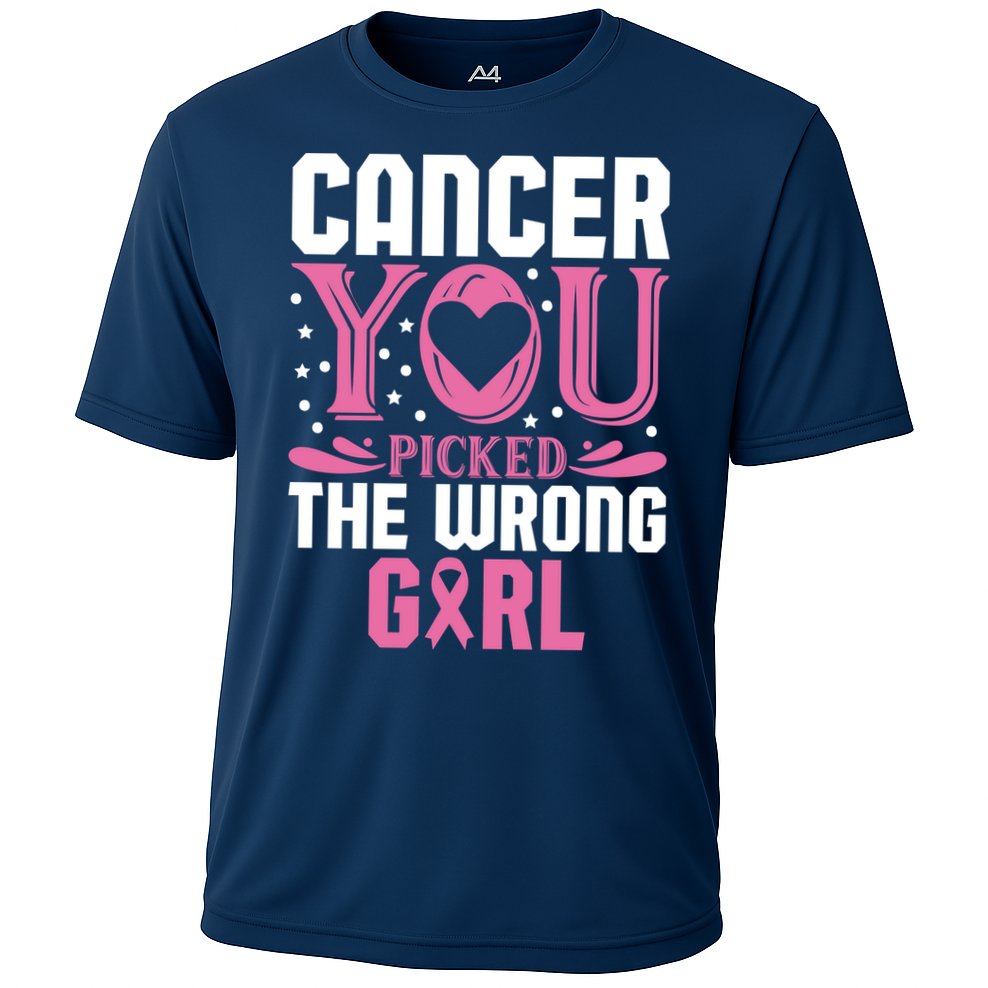 Cancer You Picked The Wrong Girl Breast Cancer Awareness Cooling Performance Crew T-Shirt