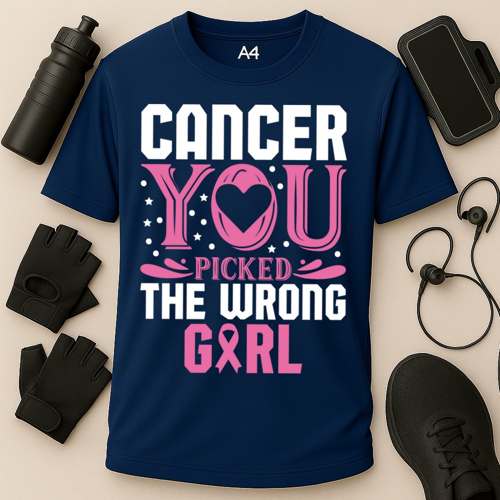 Cancer You Picked The Wrong Girl Breast Cancer Awareness Cooling Performance Crew T-Shirt