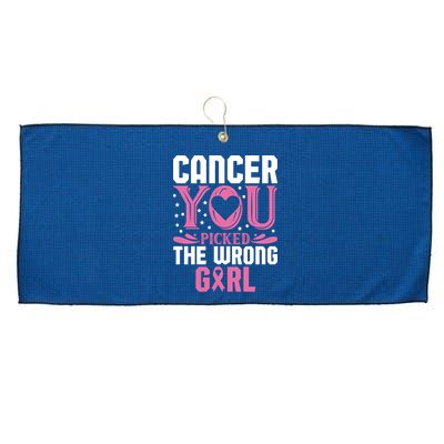 Cancer You Picked The Wrong Girl Breast Cancer Awareness Large Microfiber Waffle Golf Towel