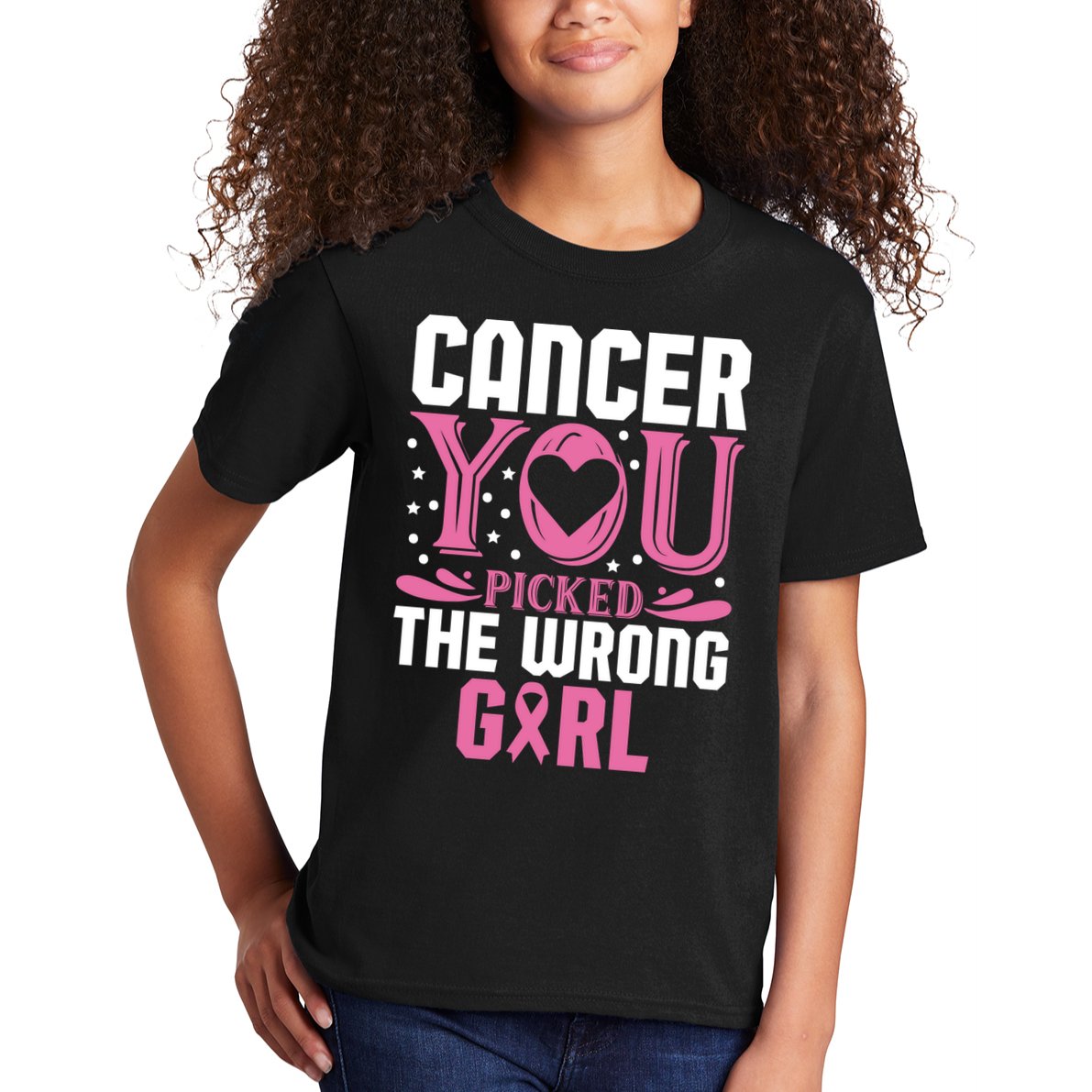 Cancer You Picked The Wrong Girl Breast Cancer Awareness Kids T-Shirt