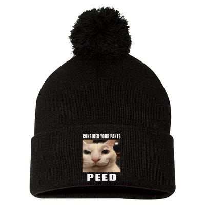 Consider Your Pants Peed Cat Funny Pom Pom 12in Knit Beanie