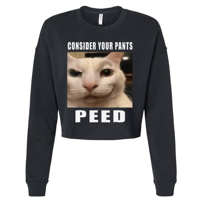 Consider Your Pants Peed Cat Funny Cropped Pullover Crew