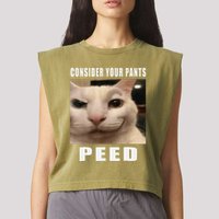 Consider Your Pants Peed Cat Funny Garment-Dyed Women's Muscle Tee