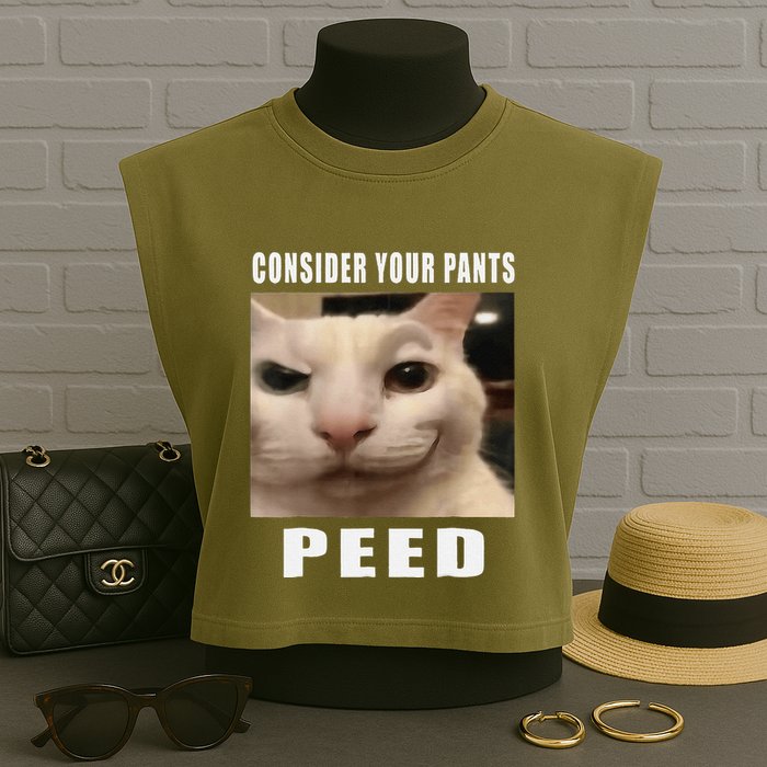 Consider Your Pants Peed Cat Funny Garment-Dyed Women's Muscle Tee