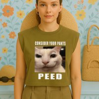 Consider Your Pants Peed Cat Funny Garment-Dyed Women's Muscle Tee