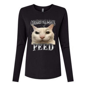 Consider Your Pants Peed Silly Cat Meme Womens Cotton Relaxed Long Sleeve T-Shirt