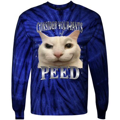 Consider Your Pants Peed Silly Cat Meme Tie-Dye Long Sleeve Shirt