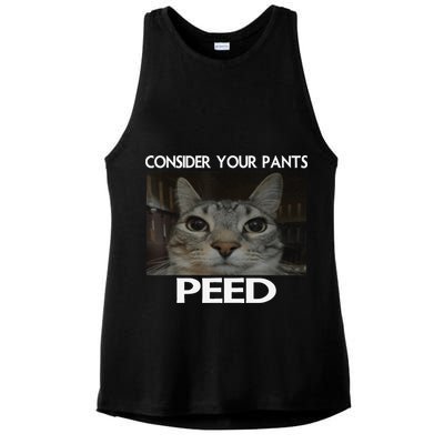 Consider Your Pants Peed Cat Funny Silly Cat Meme Ladies PosiCharge Tri-Blend Wicking Tank