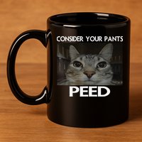 Consider Your Pants Peed Cat Funny Silly Cat Meme 11oz C Handle Ceramic Mug