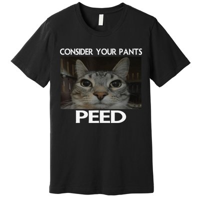 Consider Your Pants Peed Cat Funny Silly Cat Meme Premium T-Shirt