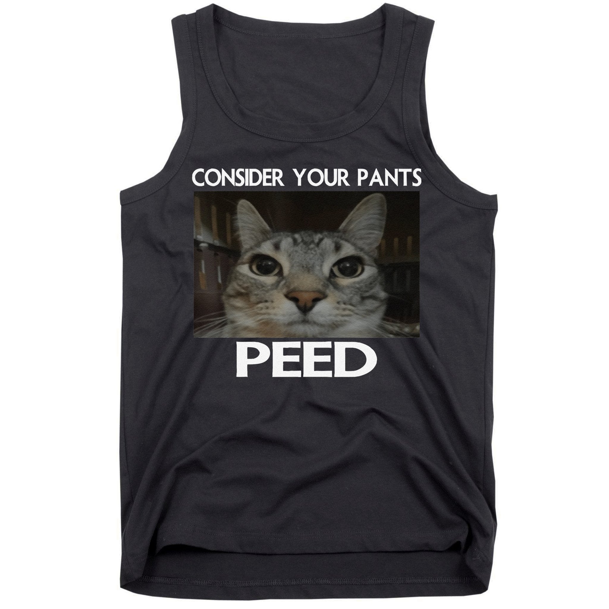Consider Your Pants Peed Cat Funny Silly Cat Meme Tank Top