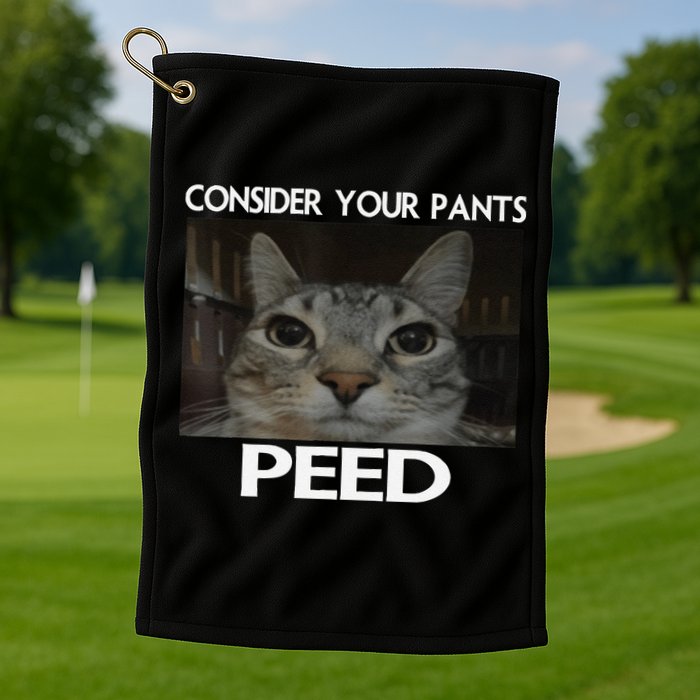 Consider Your Pants Peed Cat Funny Silly Cat Meme Golf Towel