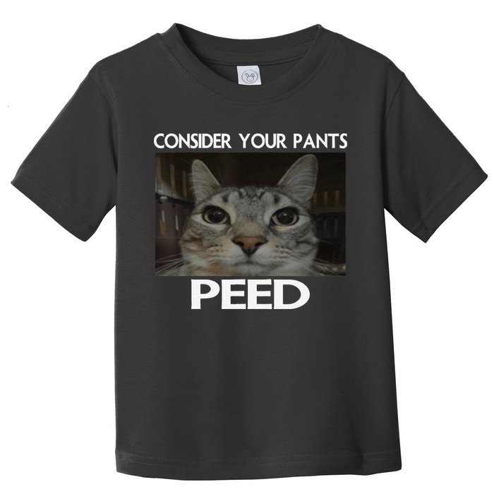 Consider Your Pants Peed Cat Funny Silly Cat Meme Toddler T-Shirt